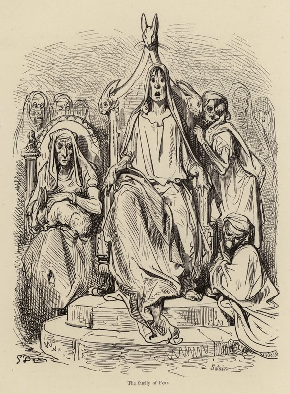 De familie van Angst door Gustave after Dore