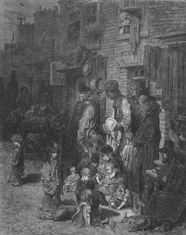 Een Straat in Whitechapel door Gustave after Dore