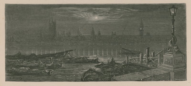 Boten Aangemeerd aan de Theems door Gustave Dore