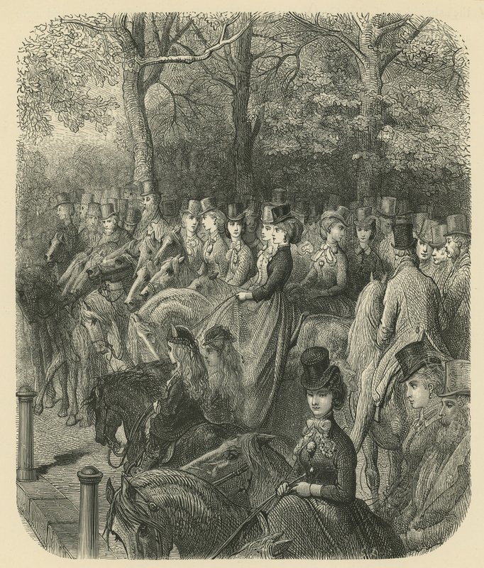 Rotten Row, Hyde Park, Londen door Gustave Dore