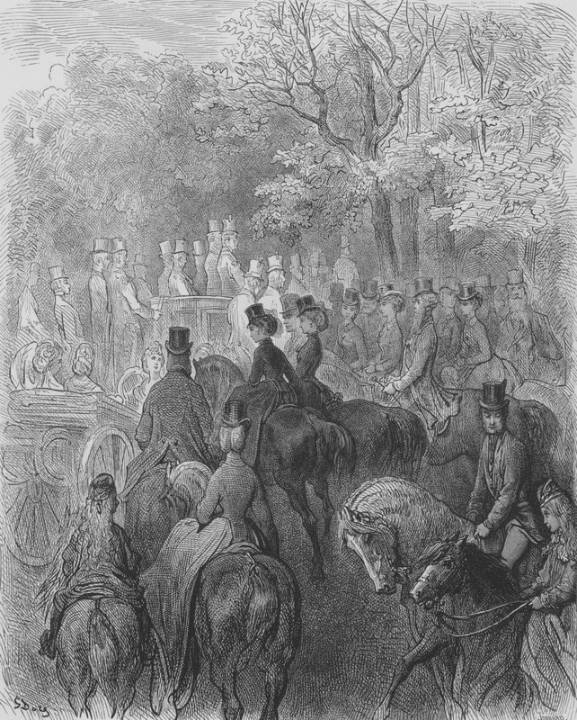 Hyde-Park, Ruiters door Gustave after Dore