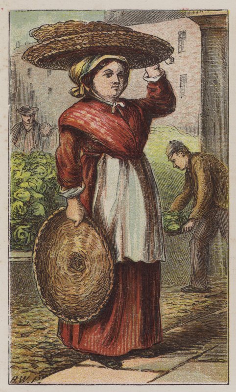 Mandenvrouw (kleur litho) door H.W. (after) Petherick