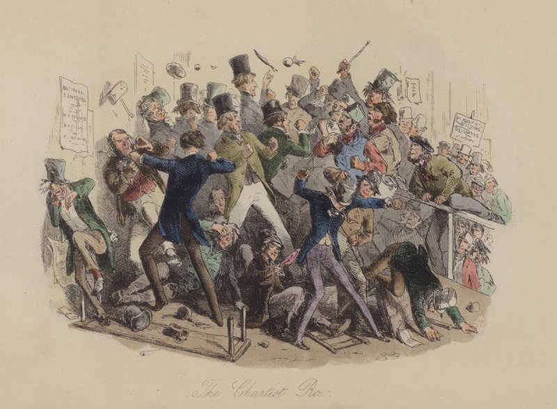 De Chartist Row door Hablot Knight Browne