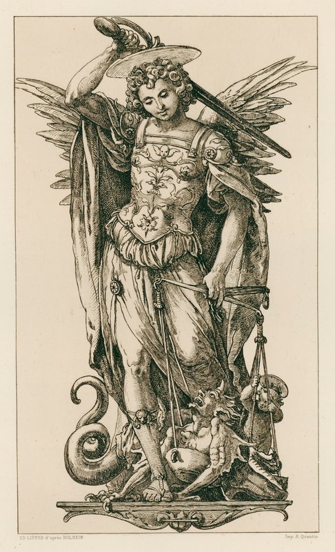Sint-Michiel door Hans (after) Holbein the Younger