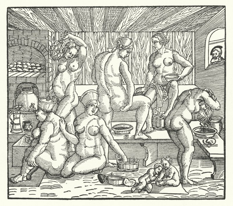 Vrouwen baden door Hans Sebald Beham