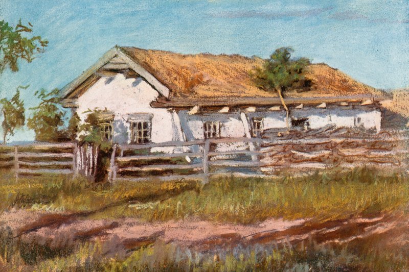 Een Doukhobor huis, nabij Veregin door Harold Copping
