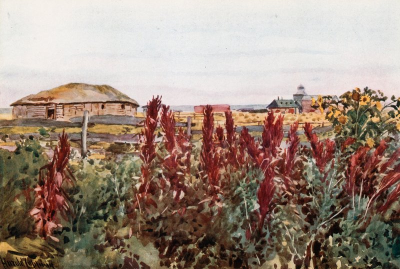 Een moestuin in Veregin door Harold Copping