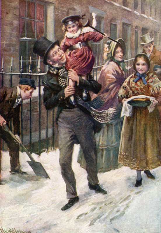 Bob Cratchit en Tiny Tim door Harold Copping