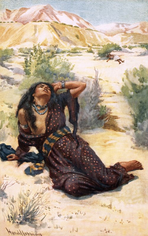 Hagar en Ismaël door Harold Copping