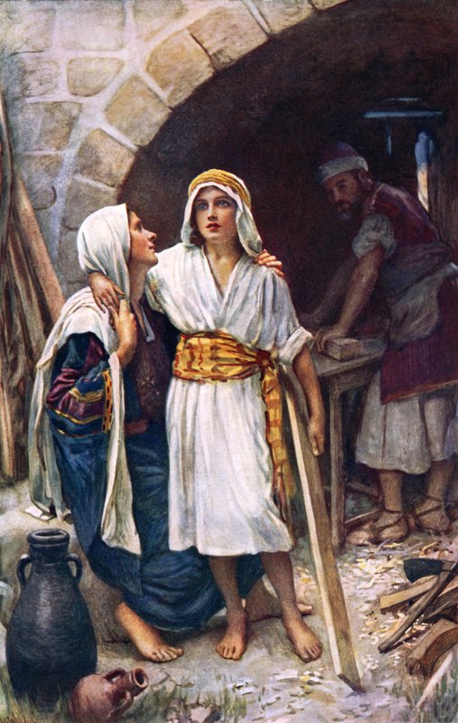 Jezus Christus met Maria door Harold Copping