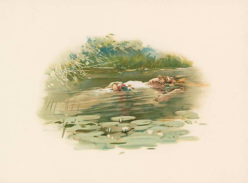 Ophelia, verdronken door Harold Copping