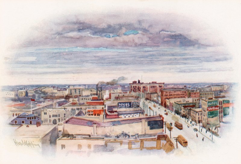 Winnipeg, vanaf de Union Bank Gebouwen door Harold Copping