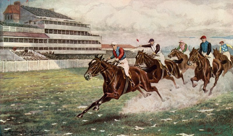 Isinglass Wint de Derby (kleur litho) door Harrington Bird