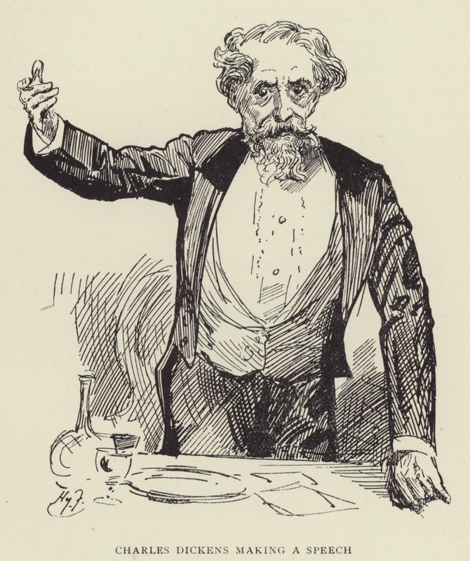 Charles Dickens houdt een Toespraak door Harry Furniss