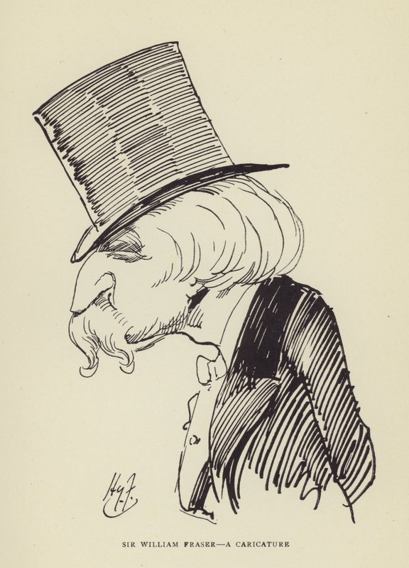 Sir William Fraser, een karikatuur door Harry Furniss