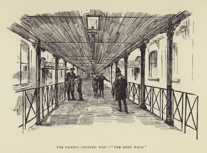 De beroemde overdekte weg, The Rope Walk door Harry Furniss