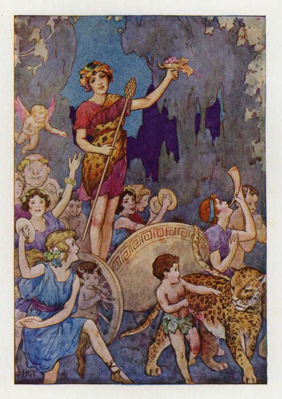 Bacchus (kleurenlitho) door Harry George Theaker