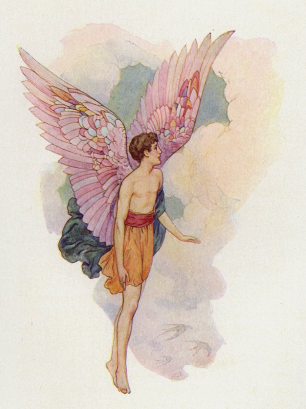 Icarus (kleurenlitho) door Harry George Theaker
