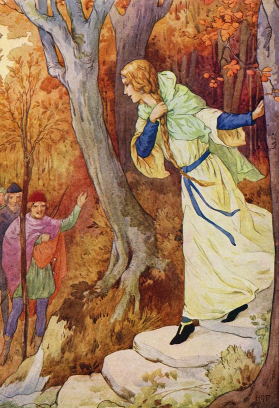 Marian kwam aangerend (kleurenlitho) door Harry George Theaker