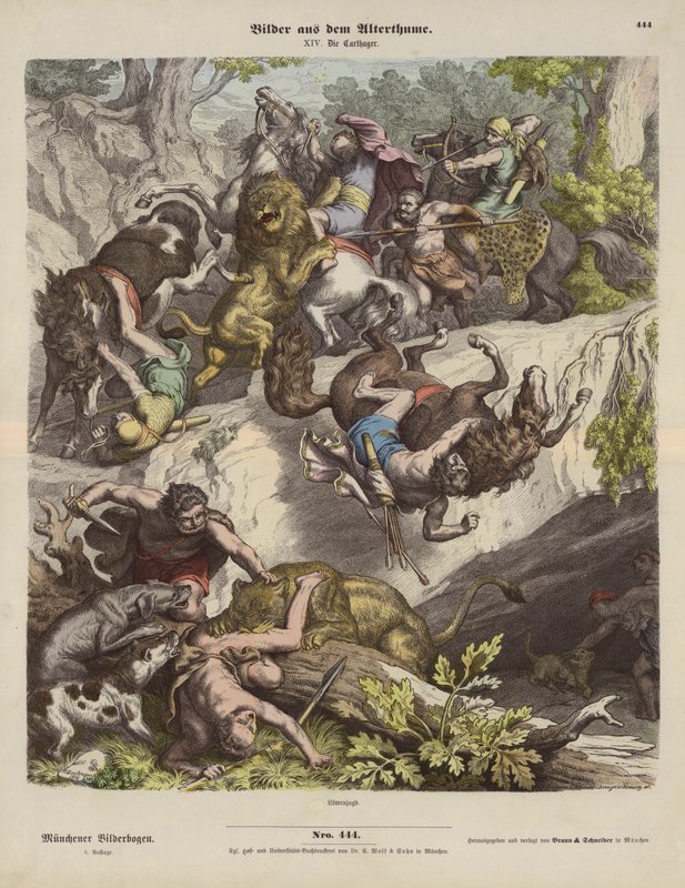 Carthaagse leeuwenjacht door Heinrich Leutemann
