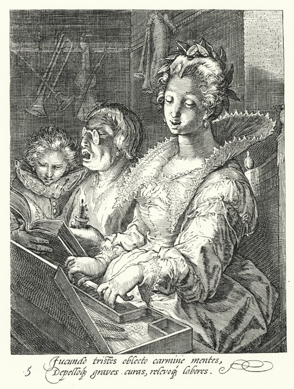 Muziek door Hendrik (after) Goltzius