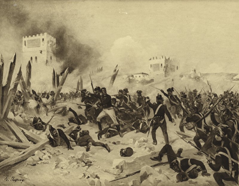 Slag bij Badajoz, 1812 door Henri Louis Dupray