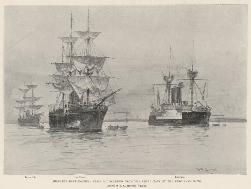 Verouderde slagschepen, schepen uit de Koninklijke Marine verwijderd op bevel van de koning door Henry Charles Seppings Wright