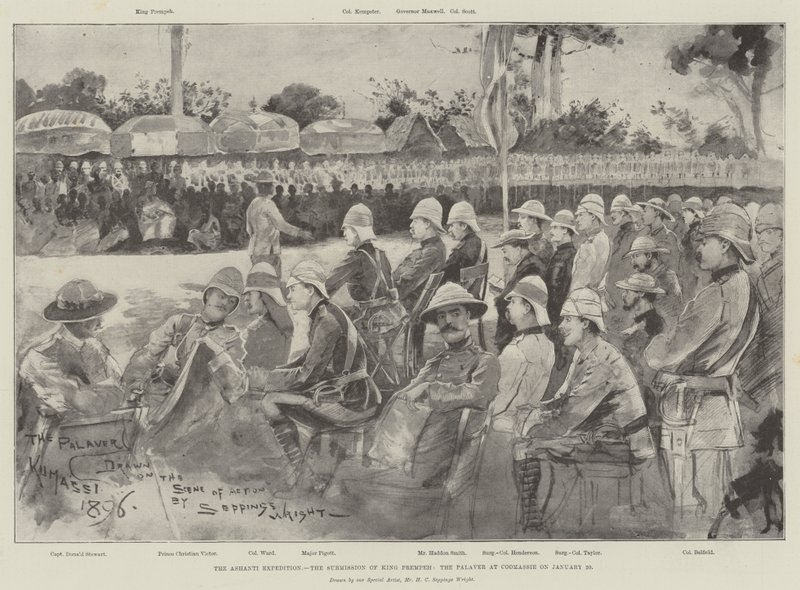 De Ashanti Expeditie, de Overgave van Koning Prempeh, de Palaver in Coomassie op 20 januari door Henry Charles Seppings Wright