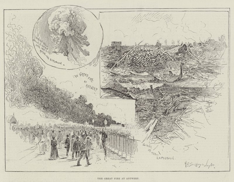 De Grote Brand in Antwerpen door Henry Charles Seppings Wright