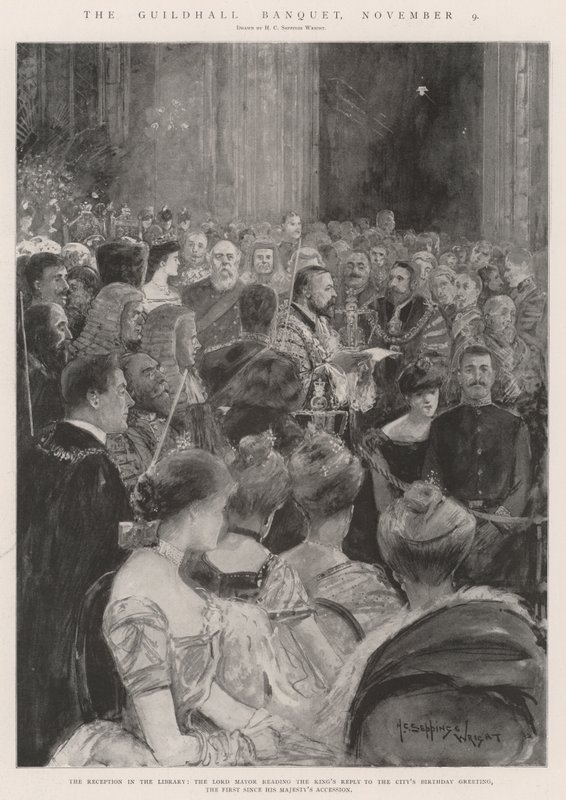 Het banket in Guildhall, 9 november door Henry Charles Seppings Wright