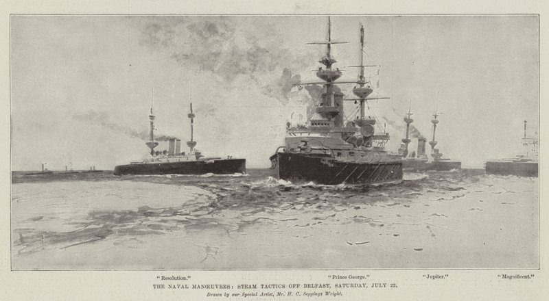 De marine manoeuvres, stoomtactieken bij Belfast, zaterdag 22 juli door Henry Charles Seppings Wright