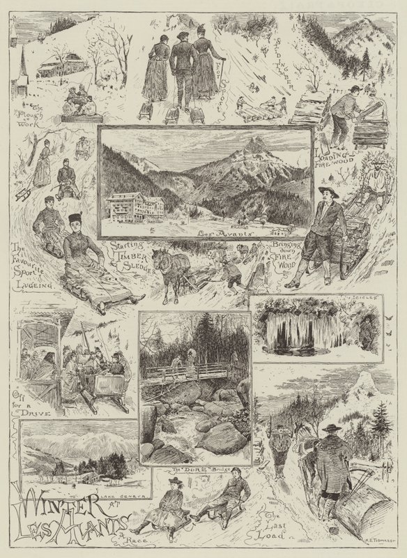 Winter in Les Avants door Henry Edward Tidmarsh