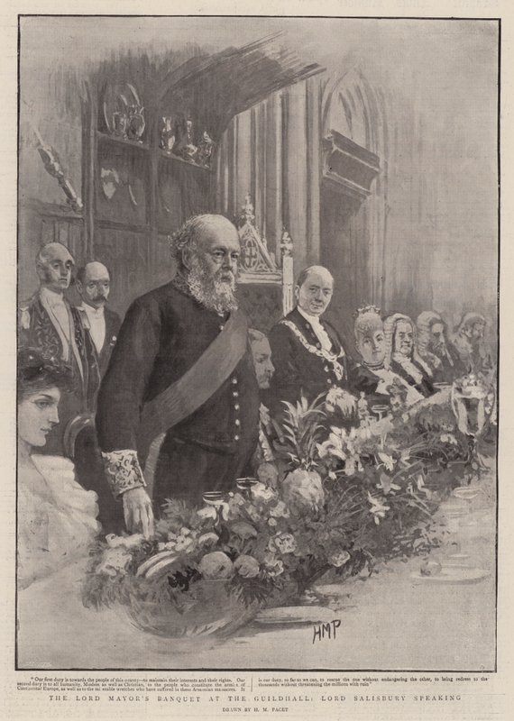 Het Banket van de Lord Mayor in de Guildhall, Lord Salisbury spreekt door Henry Marriott Paget