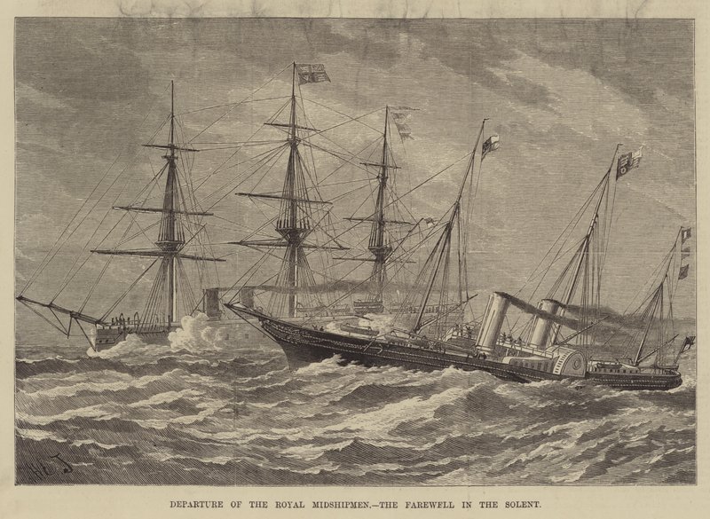 Vertrek van de Koninklijke Adelborsten, het Afscheid in de Solent door Henry Spernon Tozer