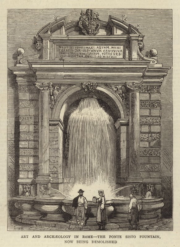 Kunst en Archeologie in Rome, de Ponte Sisto Fontein, nu gesloopt door Henry William Brewer