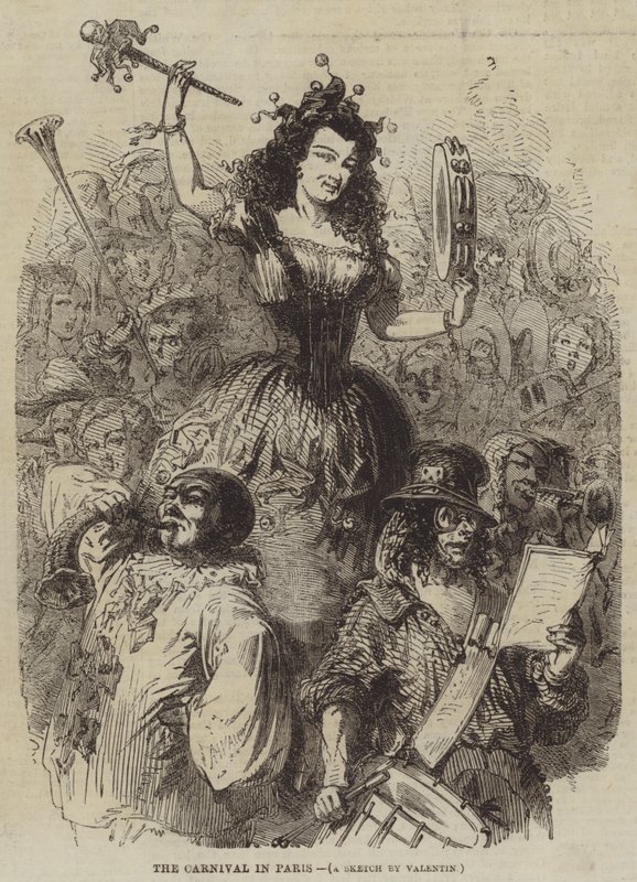 Het Carnaval in Parijs door Henry Augustin Valentin