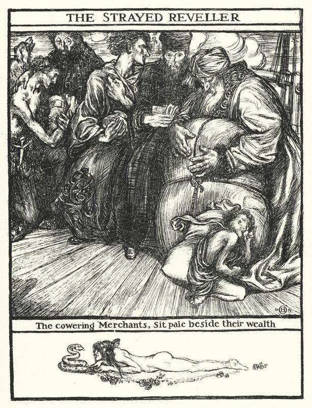 Matthew Arnold gedicht: De verdwaalde feestvierder (gravure) door Henry Ospovat
