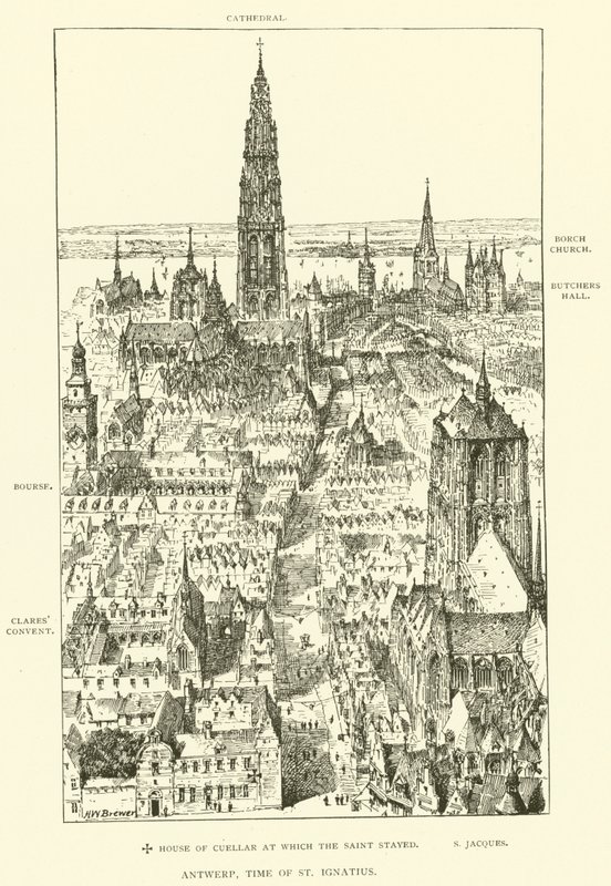Antwerpen, tijd van St. Ignatius (gravure) door Henry William Brewer