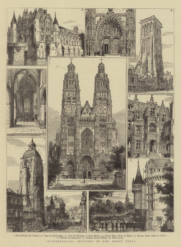 Archeologische schetsen in en rond Tours door Henry William Brewer