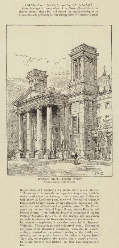Hanover Chapel, Regent Street door Henry William Brewer