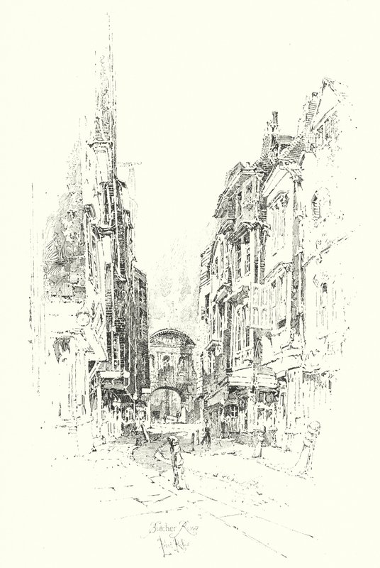 Butcher Row, Londen door Herbert (after) Railton
