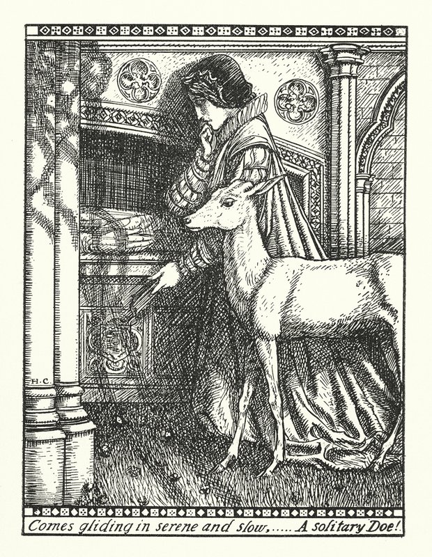 De witte hinde van Rylston (gravure) door Herbert Cole