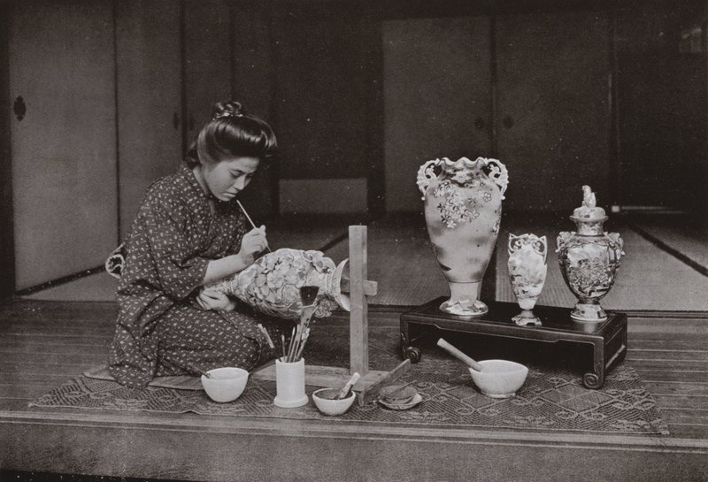 Een pottenbakker (zwart-wit foto) door Herbert Ponting
