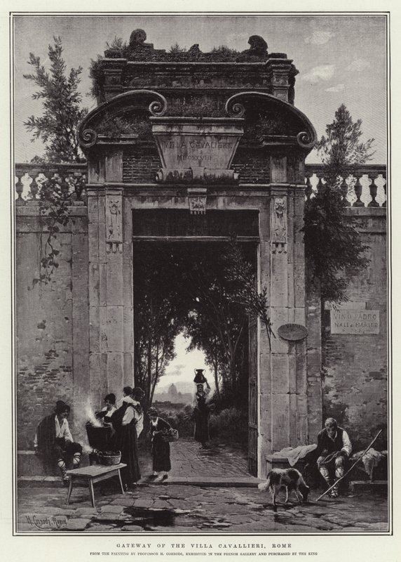 Poort van de Villa Cavallieri, Rome door Hermann David Salomon Corrodi