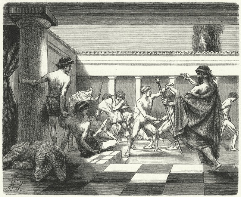 Spartaanse jongeren door Hermann Vogel
