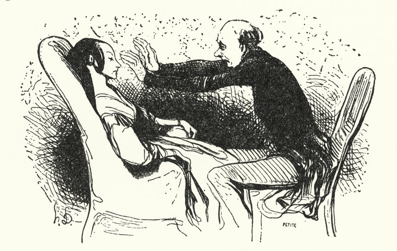 De hypnotiseur door Honore (after) Daumier