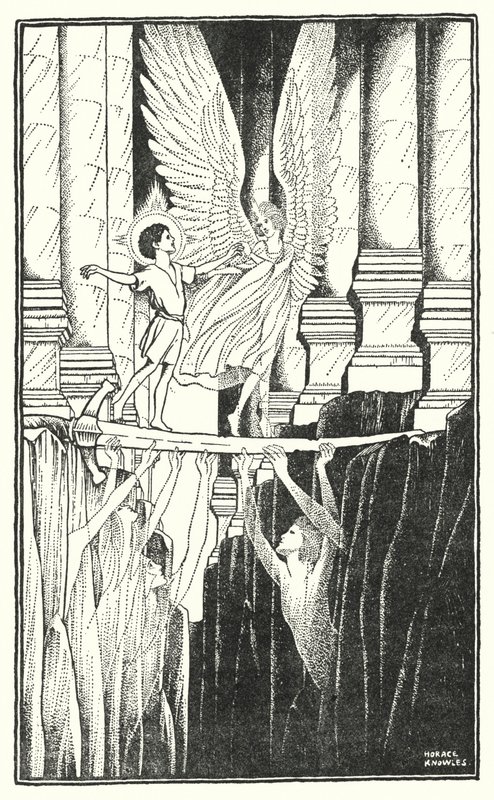 In de tempel (litho) door Horace J. Knowles