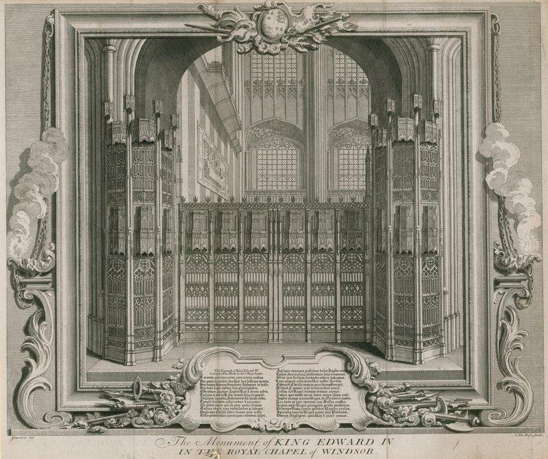 Het monument van Koning Edward IV door Hubert Francois Gravelot