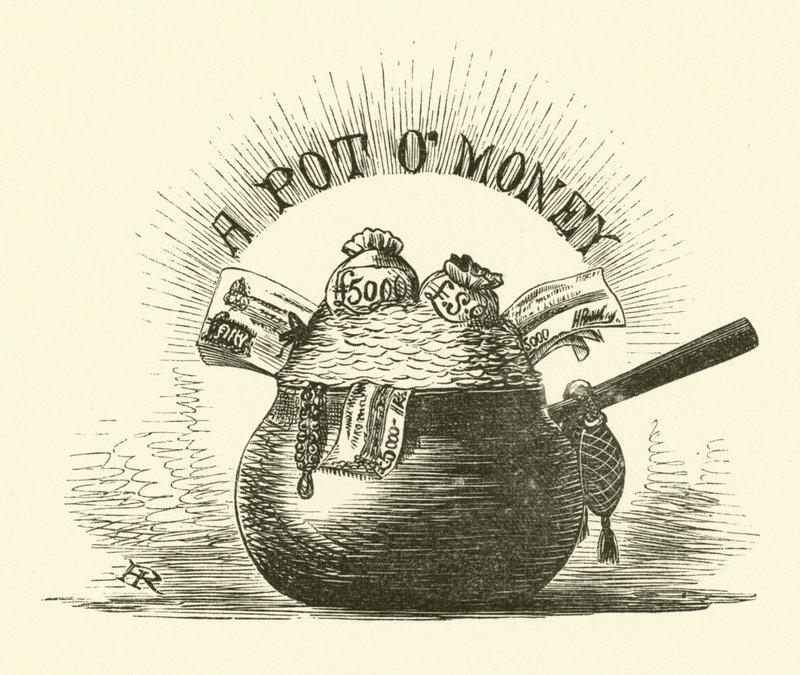 Een Pot Geld (gravure) door Hugh Rowley