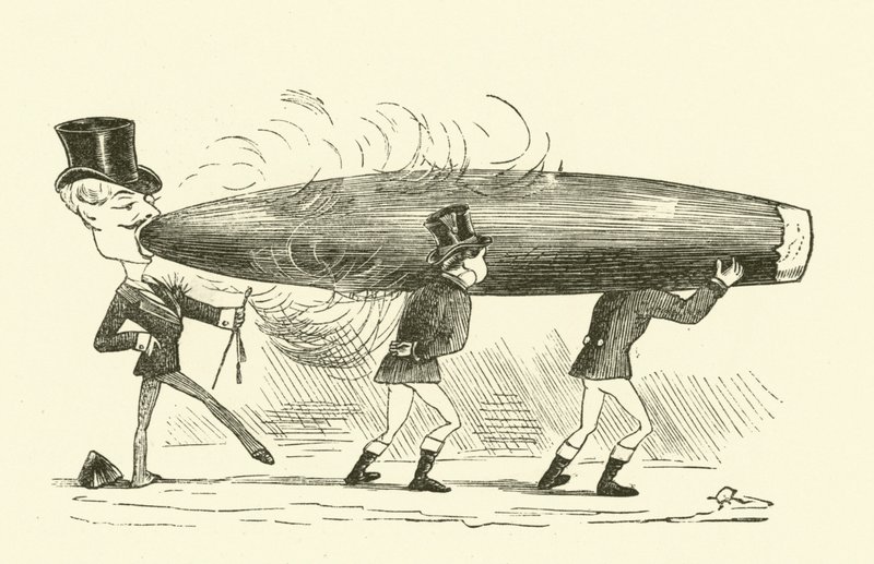 Sigaar roken (gravure) door Hugh Rowley
